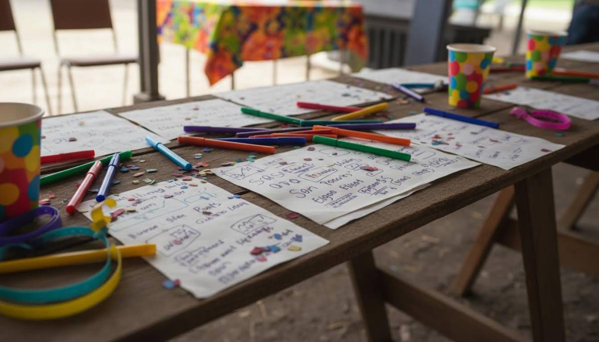 Rights prompts and pens on a table