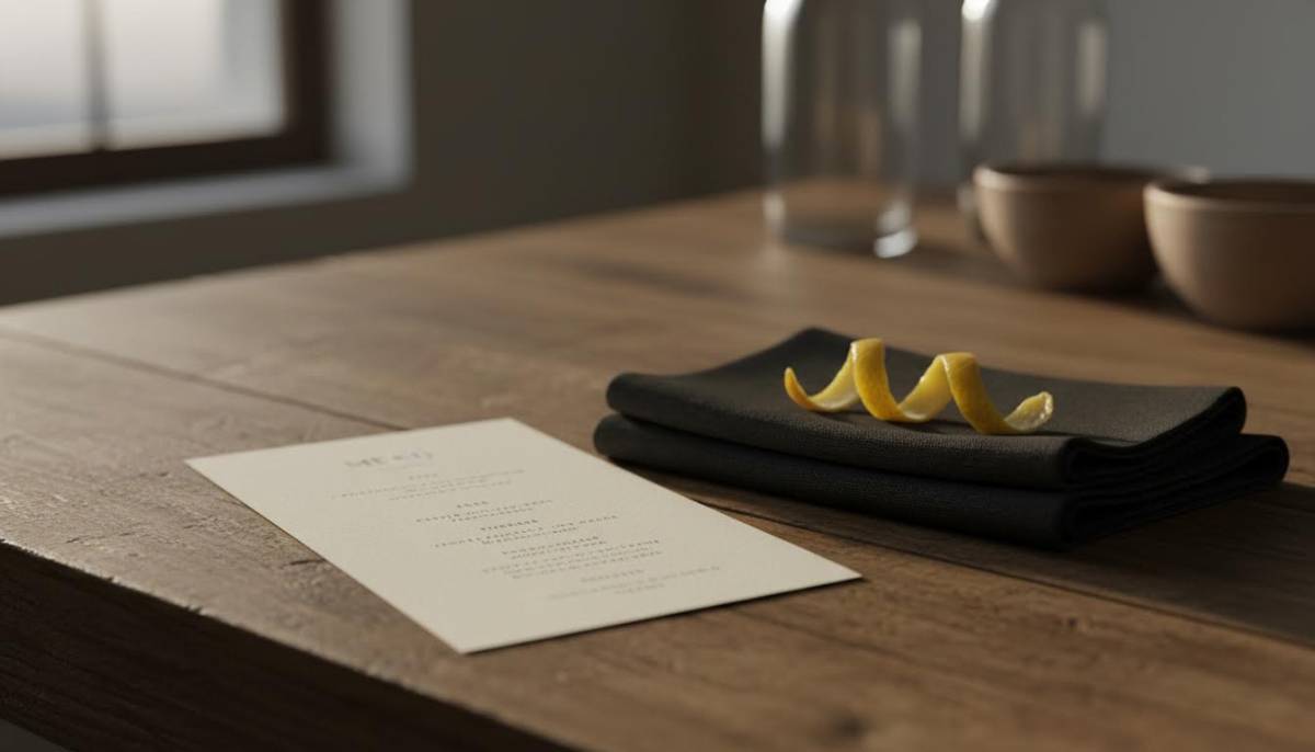 Simple printed James Bond cocktail menu