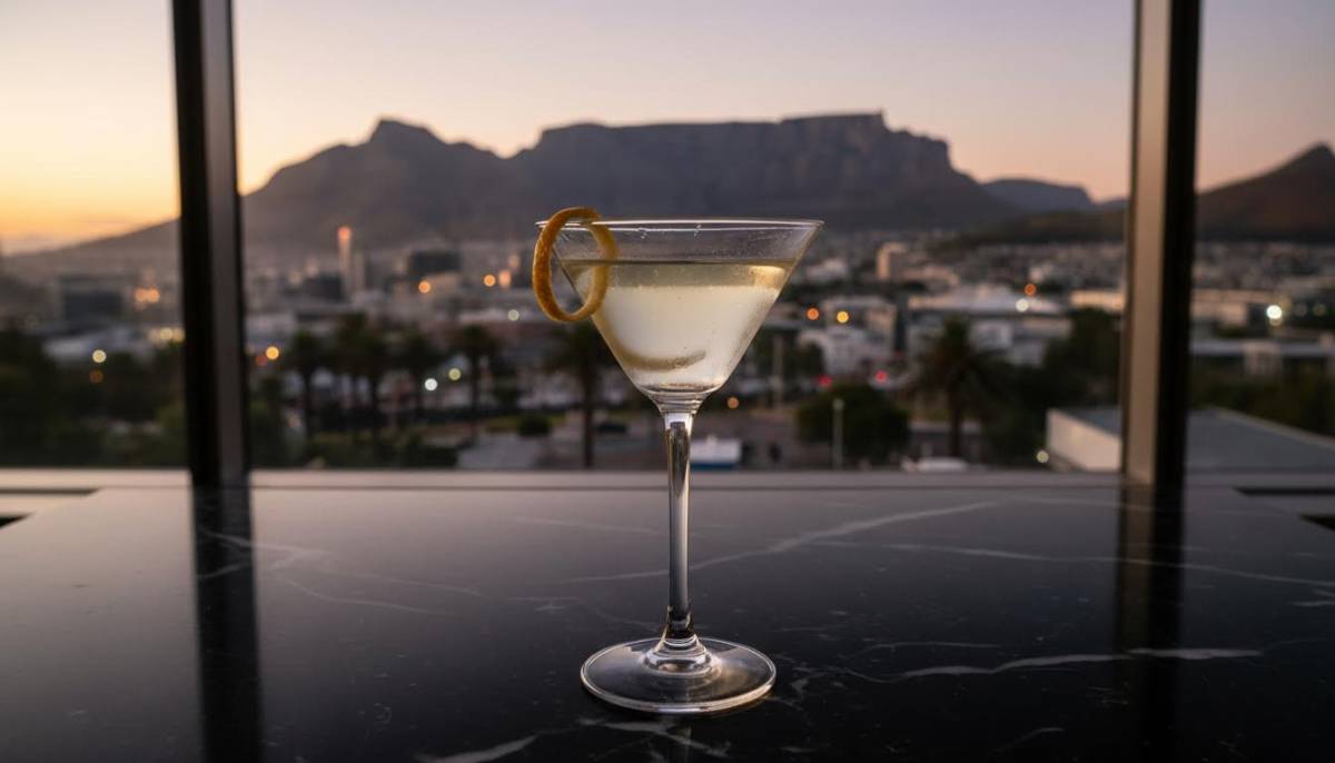Small Vesper martini with lemon twist