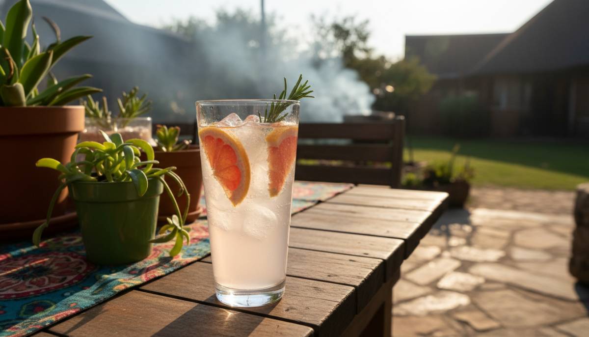 Gin and tonic with grapefruit garnish