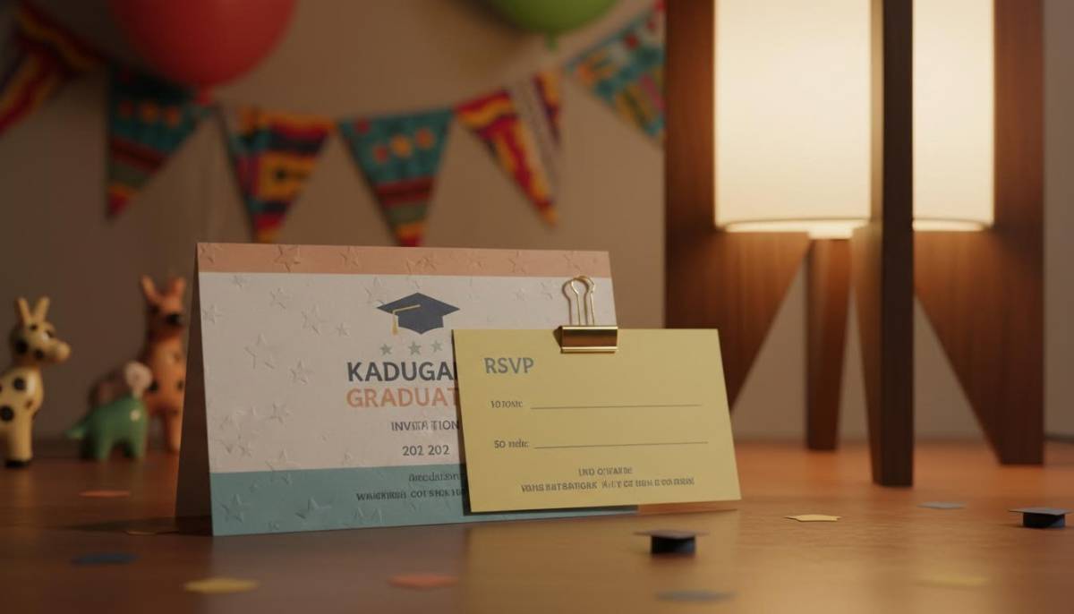 Printed graduation invitation with RSVP card