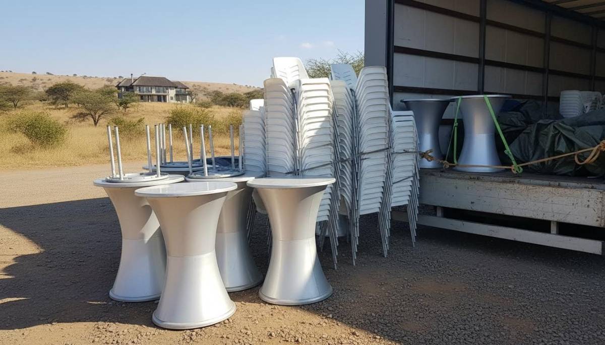 Party hire chairs and tables ready for delivery