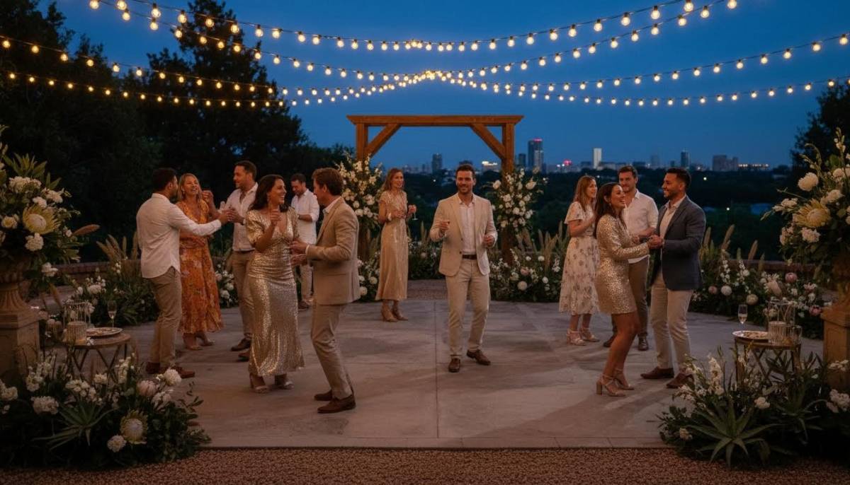 Guests dancing at New Year's Eve party