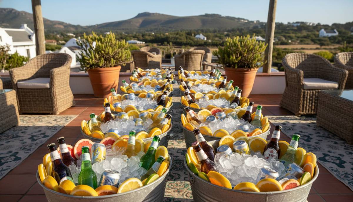 Chilled drinks in tubs for a summer party