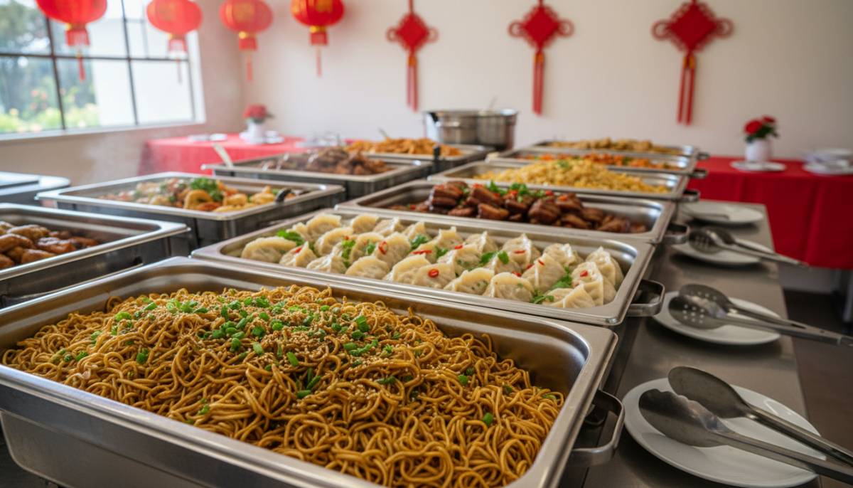 Catered Lunar New Year buffet setup