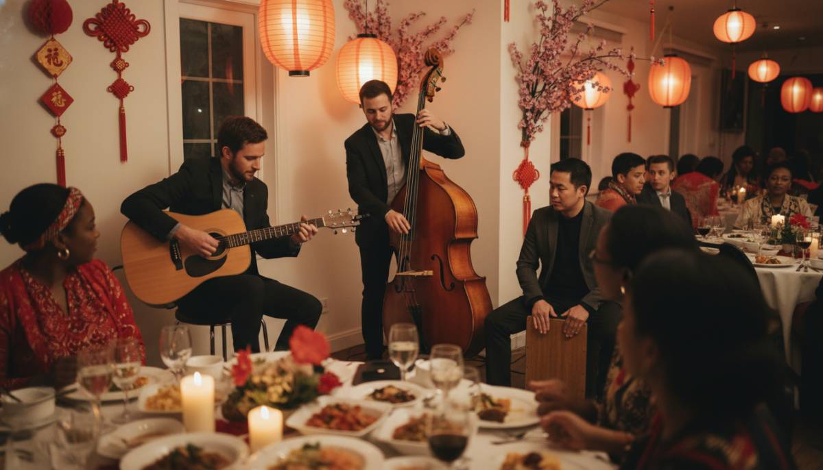 Small band playing during a Lunar New Year dinner