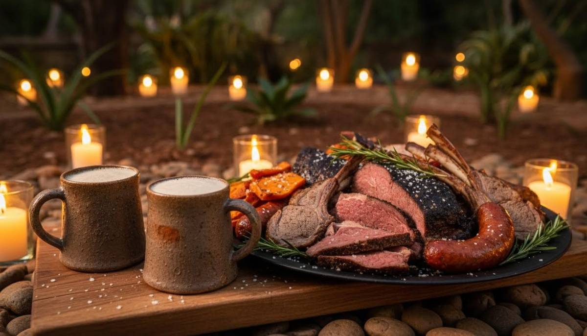 Ale served beside a medieval roast board