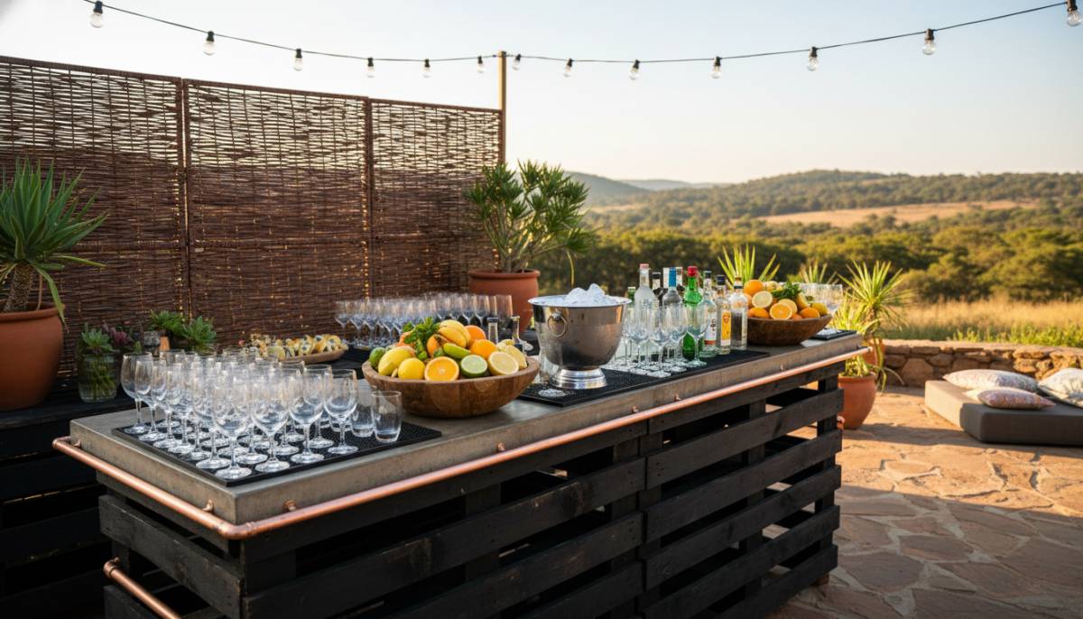 Mobile bar setup on a patio