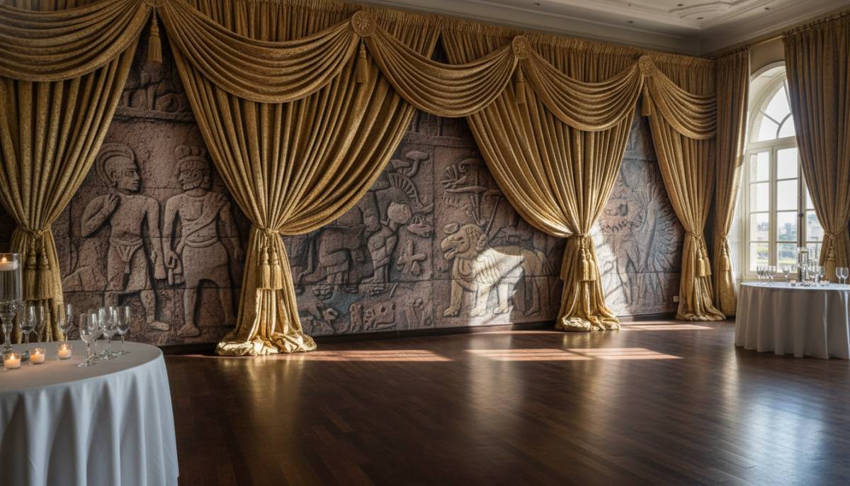 Mythology themed custom backdrop in a function room
