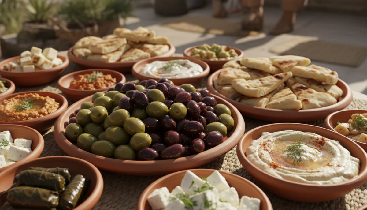 Greek mezze platters for a mythology party