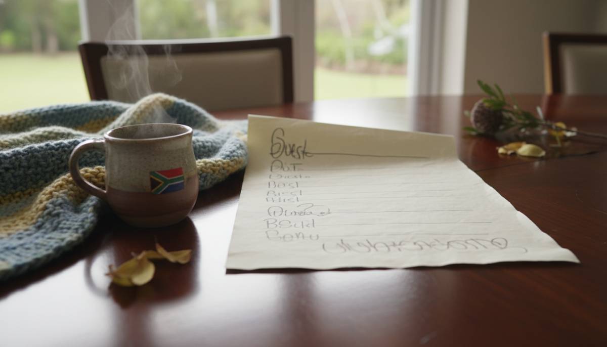 Handwritten naming ceremony guest list