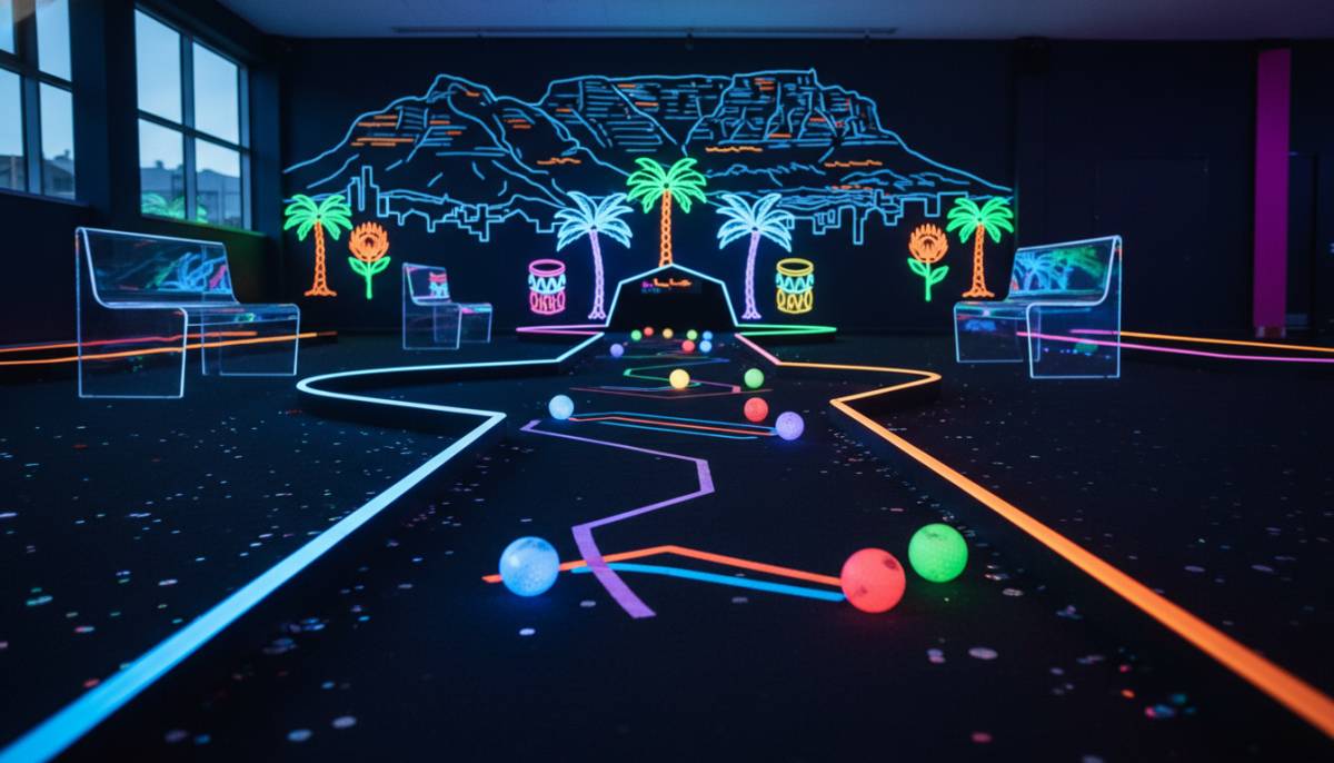 Neon mini golf lane
