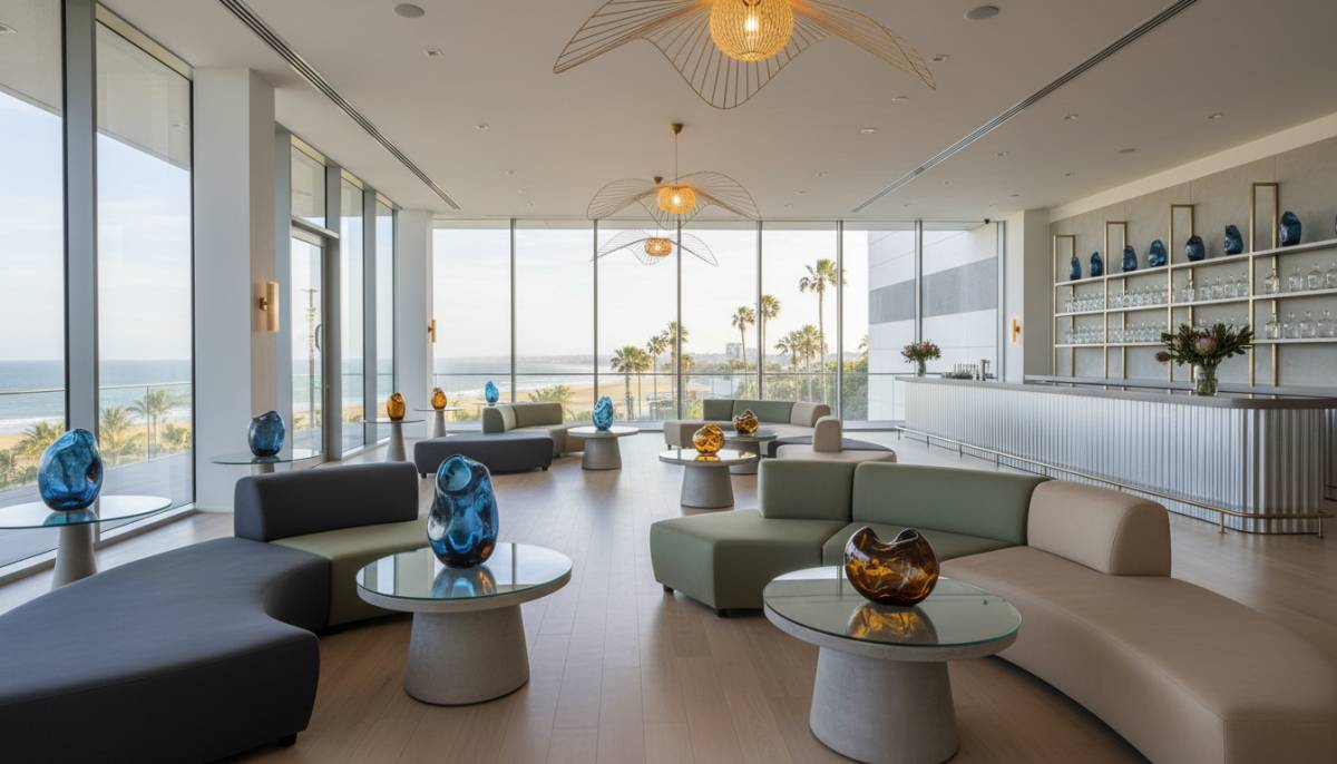 Launch lounge seating with cocktail tables