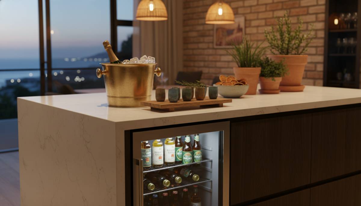 Bar setup on a renovated kitchen island