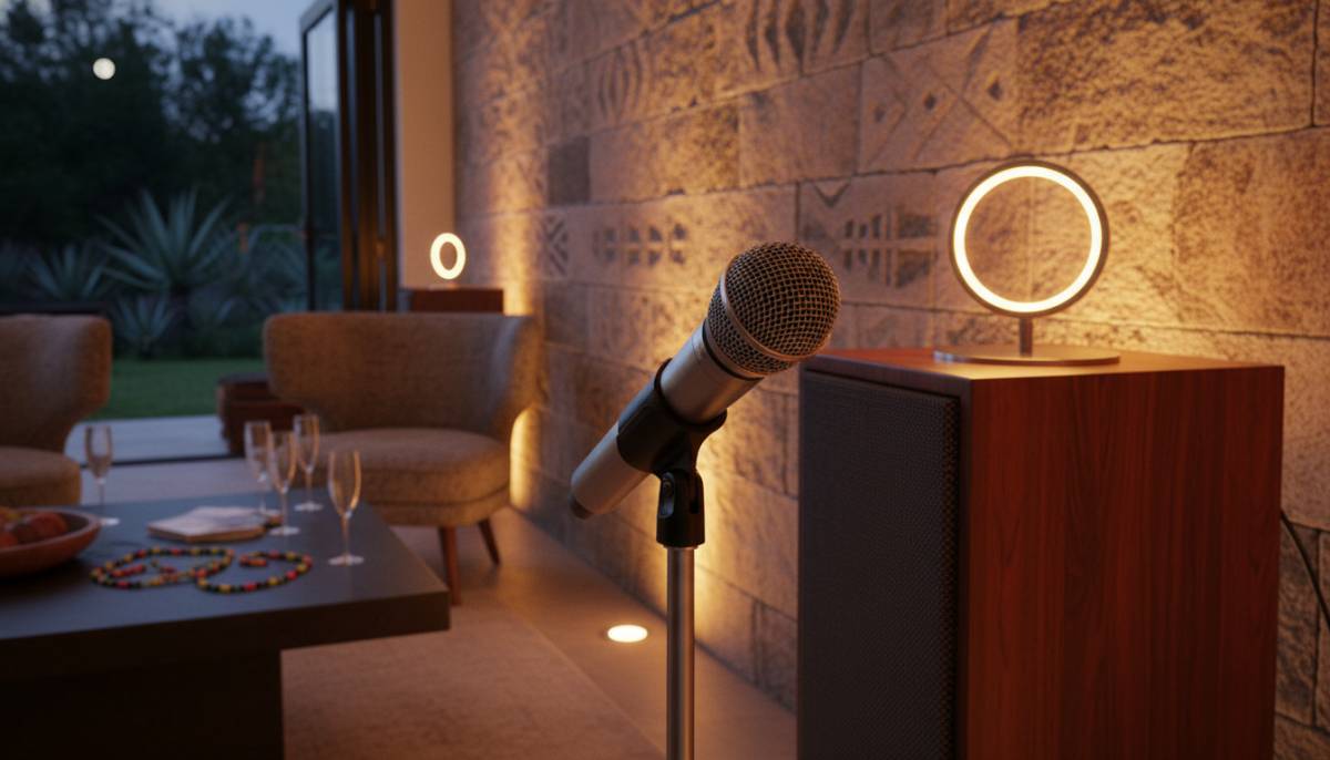 Sound and lighting setup in a renovated lounge