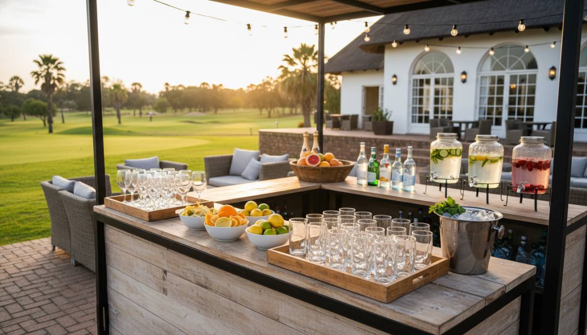 Mobile bar setup for retirement drinks