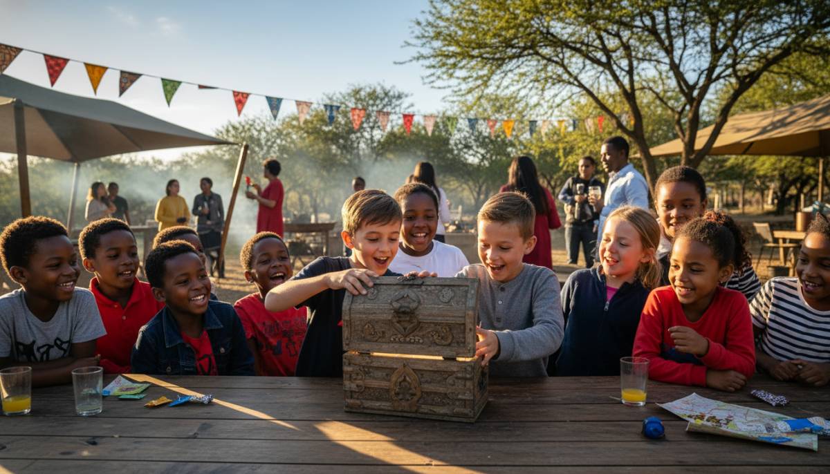 Children opening the final clue box at a party