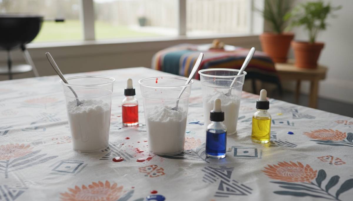 Science experiment cups ready for children