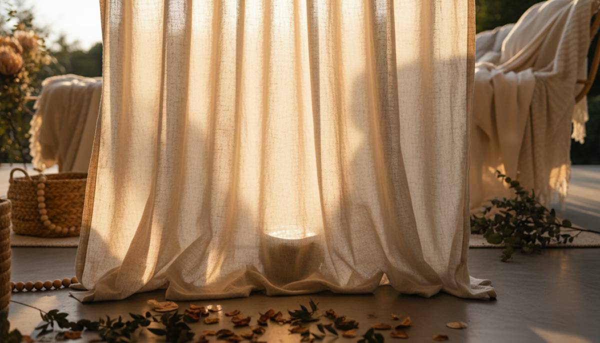 Warm uplighting on curtains