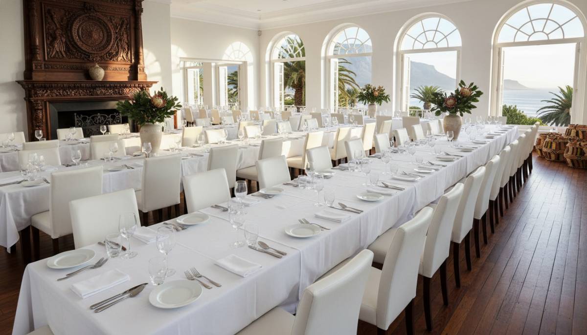 Clubhouse room with long feast tables