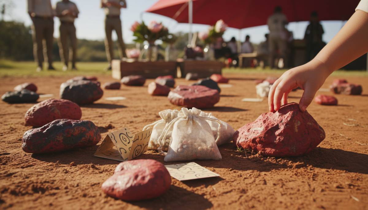Mars rock hunt activity with sample bags and clue cards