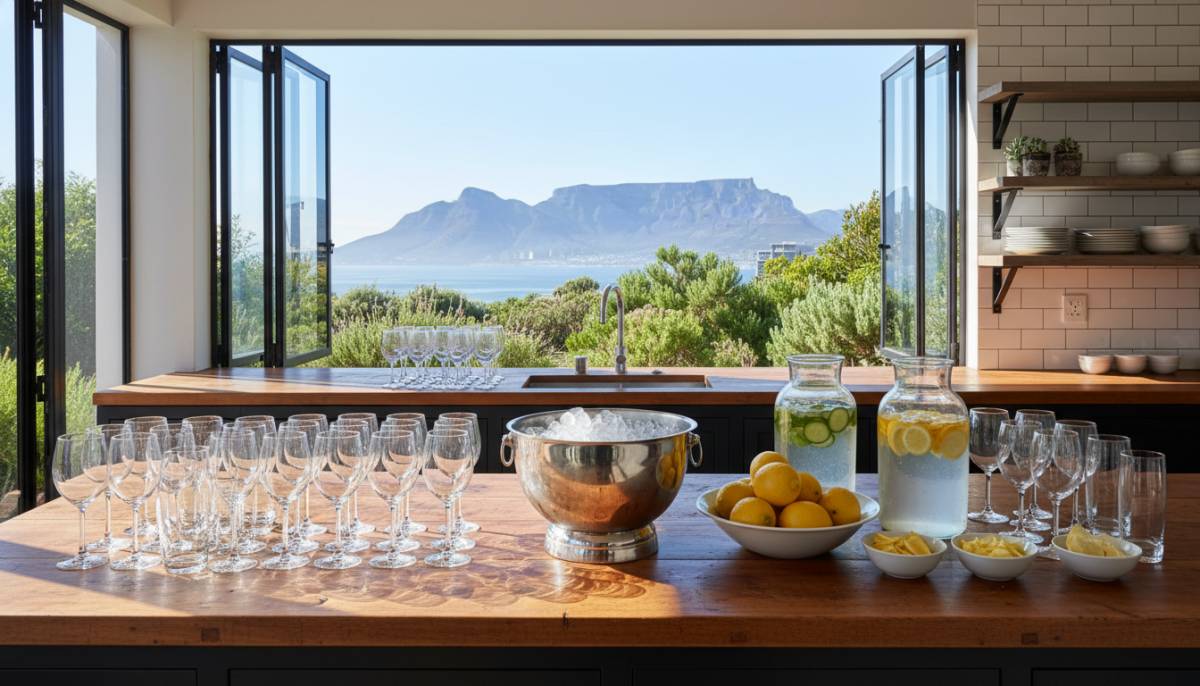 Simple drinks station for a moving party