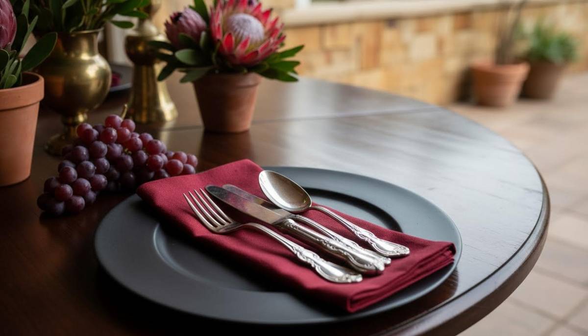 Close-up of vampire ball place setting