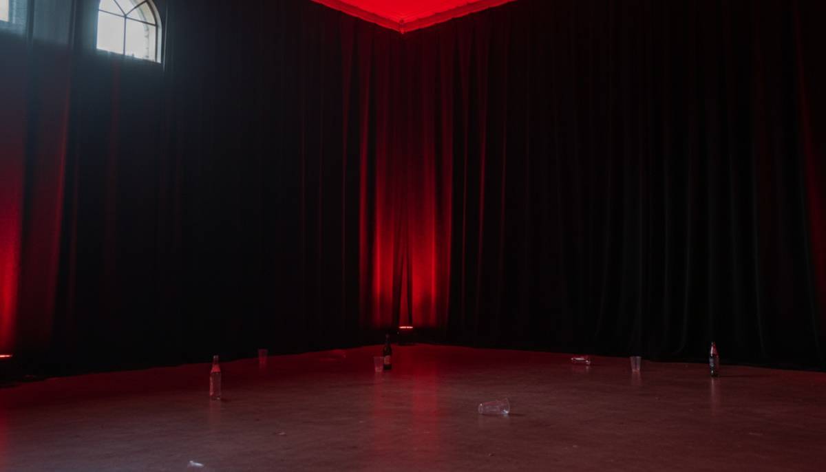 Red uplighting in an empty party venue