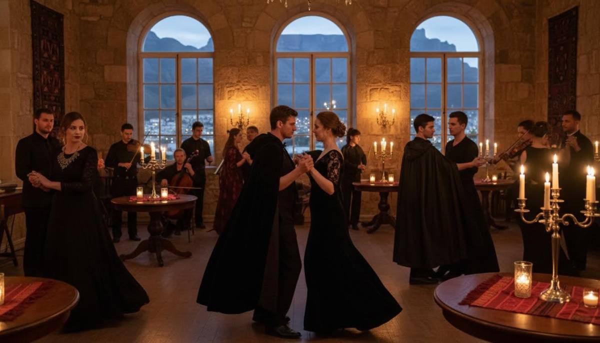 Guests dancing near candlelit vampire ball tables