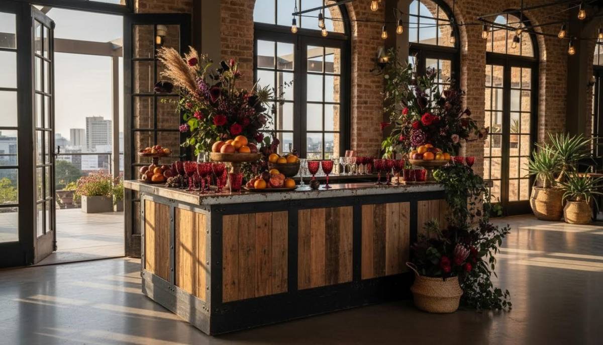 Dark styled mobile bar for a vampire ball