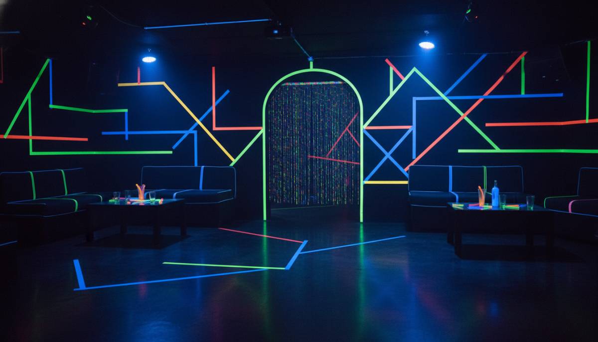 UV lighting setup for a virtual dance party