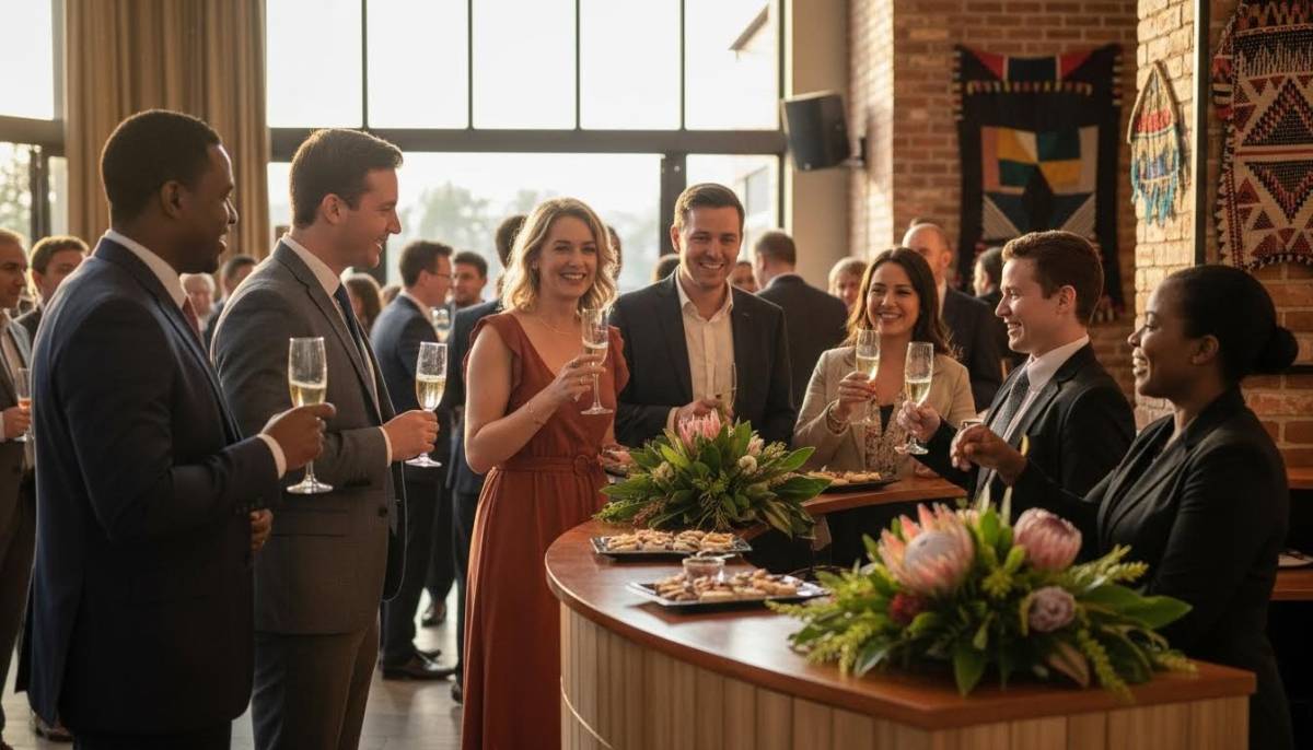 Guests arriving at a work achievement event