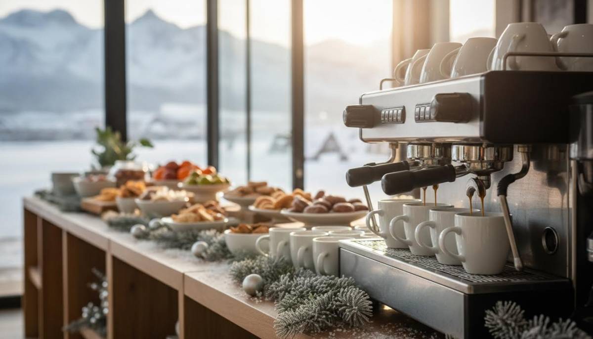 Coffee machine setup at a corporate celebration