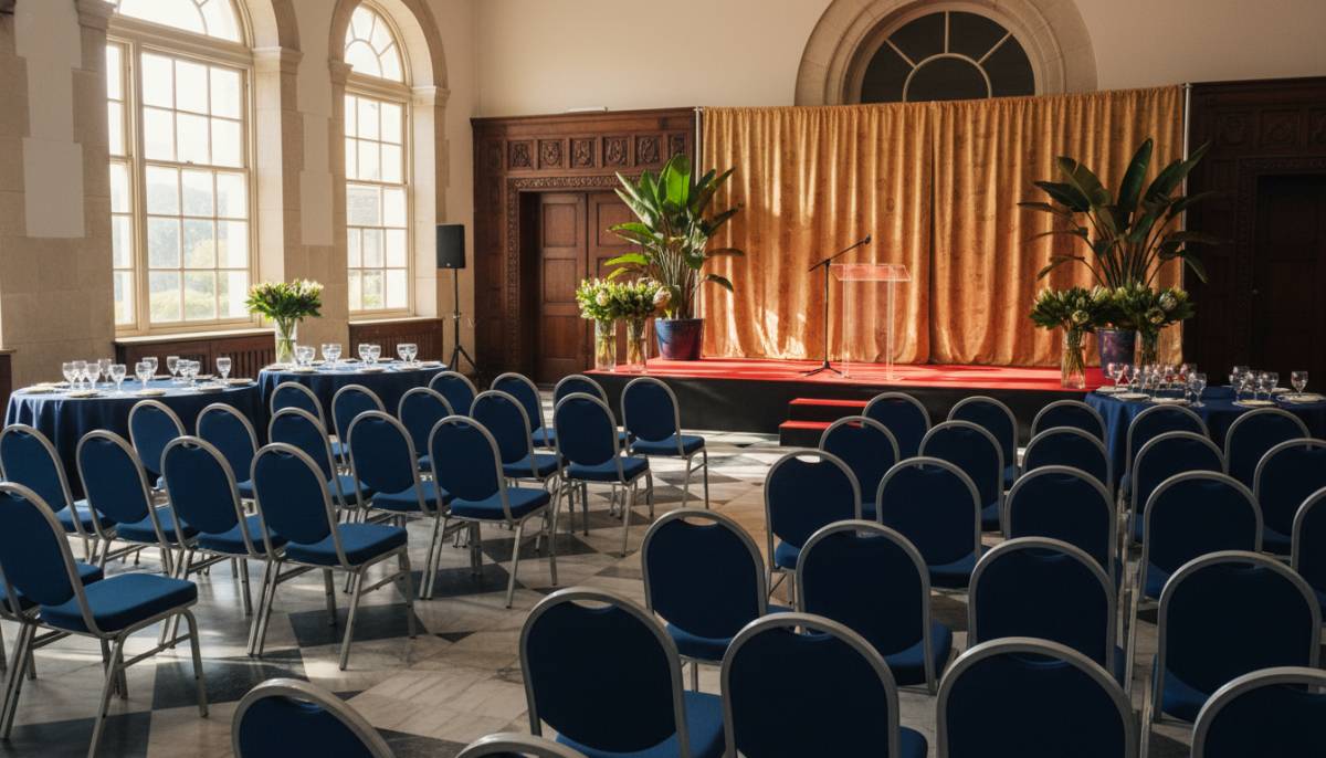 Banquet chairs facing awards stage